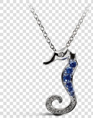 Seahorse Blue With Diamonds Necklace   Necklace  HD Png Download