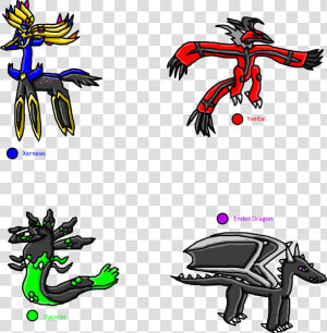 Xerneas  Yveltal  Zygarde  And Ender Dragon   Xerneas Yveltal Zygarde Fusion  HD Png Download