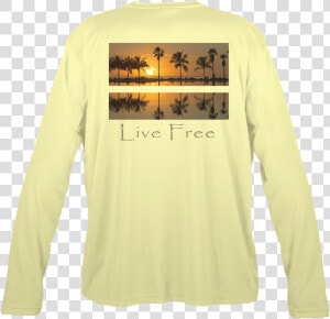 Sunset Palms Men S Long sleeve Solar Performance Shirt   Long sleeved T shirt  HD Png Download