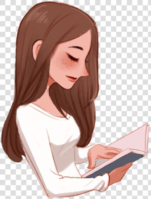 Girl  Book  Female  Reading  Knowledge  Portrait  Smile   Girl Reading A Book Png  Transparent Png