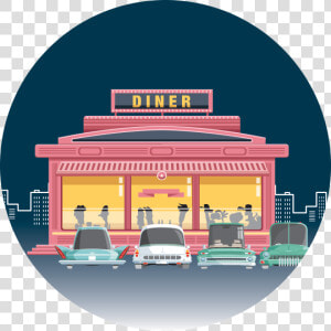 Image Depicting Cartoon Diner With People Eating Inside   Car  HD Png Download