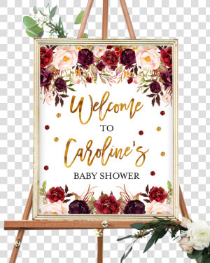 Clip Art And Gold Floral Welcome   Elephant Baby Shower Sign  HD Png Download