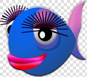 Fish  Female  Stylish  Fashion  Eye lashes  Cute  Happy   Cartoon With Big Eyelashes  HD Png Download