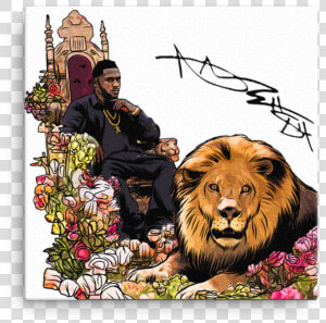 Antonio Brown Kings Throne Signature Art Canvas   Masai Lion  HD Png Download