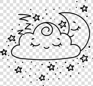 Kawaii Crescent Moon And Cloud Line Art   Desenhos Kawaii Para Colorir  HD Png Download