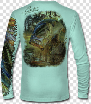 Back View On Seagrass Green   Bass Long Sleeve Shirt  HD Png Download