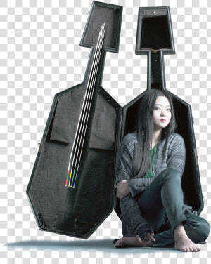 Asian Girl Sitting In A Cello Suitcase  HD Png Download