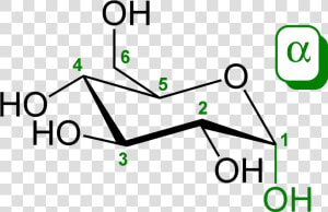 Alpha D Glucopyranose 2d Skeletal   Alpha Or Beta Configuration  HD Png Download