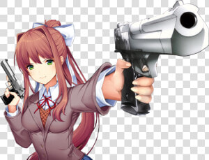 Cartoon Gun Png   Monika Holding A Gun  Transparent Png