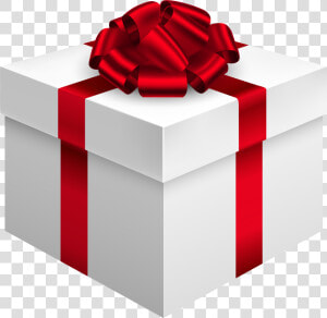 White Gift Box With Red Bow Png Clipart   Gift Box Png Transparent  Png Download