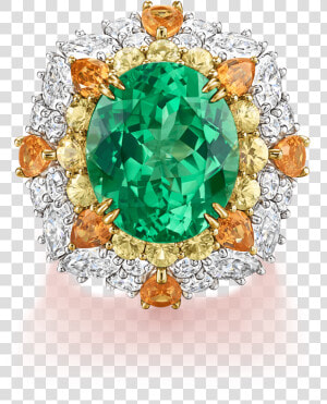 Tsavorite Garnet Ring With Yellow Sapphires  Mandarin   Winston Candy  HD Png Download