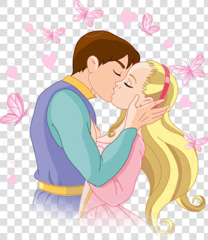 Cartoon Kiss Clip Art   Prince And Princess Kiss  HD Png Download