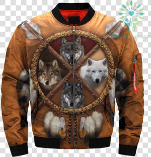 4 Wolves Dream Catcher Native Over Print Bomber Jacket   Jacket Nba  HD Png Download