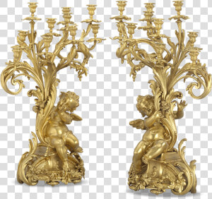 Barbedienne Gilt Bronze Candelabra   Bronze Candelabra  HD Png Download