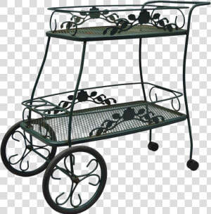 Meadowcraft Dogwood Green Wrought Iron Tea Cart Rolling   Victorian Era Tea Cart  HD Png Download