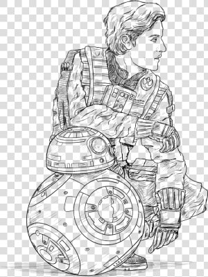 Bb 8 And Poe Dameron Lines By Sketchy Raptor   Sketch  HD Png Download