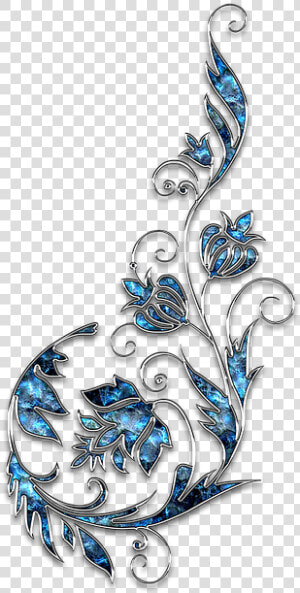 Decor  Ornament  Jewelry  Flower  Blue  Silver   Transparent Blue Decoration Png  Png Download