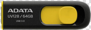 Dashdrive Uv128  64gb  High speed Usb   Adata Uv128 32gb Black Yellow  HD Png Download