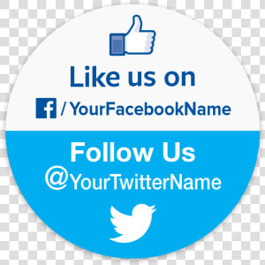 Picture Of Personalized Facebook  amp  Twitter Stickers   Like Us On Facebook And Follow Us  HD Png Download