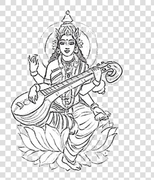 The Goddess  Saraswati   Saraswati Black And White  HD Png Download