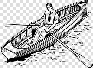 Jesus Clipart Boat   Row Boat Clipart Black And White  HD Png Download