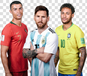 Cristiano Ronaldo  Lionel Messi  amp  Neymar render   Ronaldo And Messi And Neymar  HD Png Download