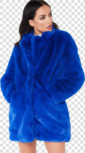 Womens Blue Fur Coat   Png Download   Faux Fur Fuzzy Coat  Transparent Png