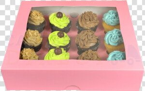 Premium 12 Pink Cupcake Window Box With 6cm Divider   Cupcake Pink Box Transparent  HD Png Download