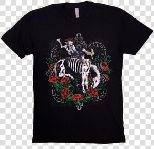 Gary Allan Black Skeleton And Roses Tee Title Gary   Skeleton Horse And Rider  HD Png Download