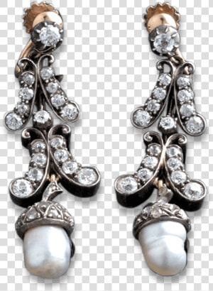 Edwardian Baroque Pearl  amp  Diamond Earrings   Earrings  HD Png Download