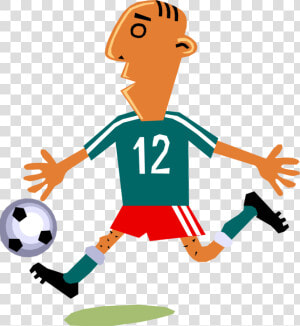 Vector Illustration Of Sport Of Soccer Football Player   Cartoon Soccer Player Kicking Ball  HD Png Download