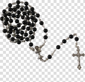 First Communion Black Rosary   Bead  HD Png Download