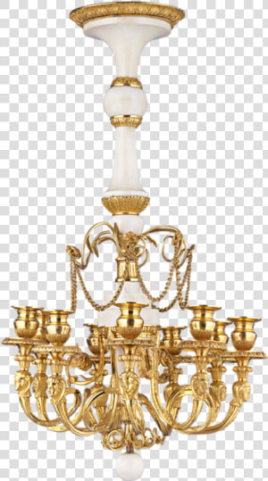 White Marble And Gilt Bronze Russian Chandelier   Chandelier  HD Png Download