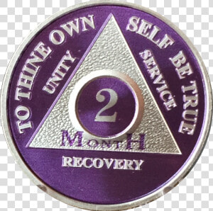 2 Month Purple Silver Plated Aa Medallion 60 Day Chip   Badge  HD Png Download