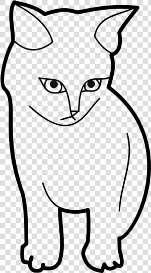 Sitting Cat Outline   Cat Clipart Black And White  HD Png Download