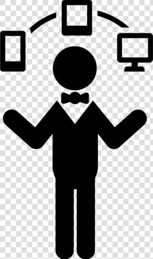 Man Standing With Connected Devices   Connected Devices Icon Png  Transparent Png