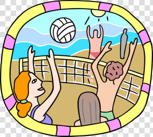 Vector Illustration Of Sport Of Beach Volleyball Players   Play Volleyball  HD Png Download