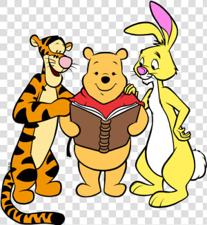 Clip Art Mixed Group Clip Art   Winnie The Pooh Reading Book  HD Png Download