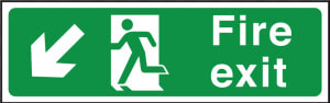 Fire Exit Sign Down Left Title Fire Exit Sign Down   Following Fire Emergency And Evacuation Plans  HD Png Download