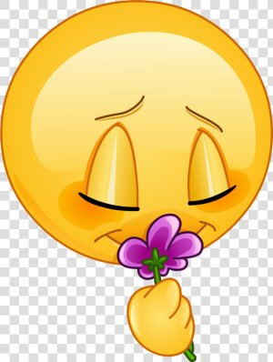 Flower Smelling Emoji 189 Decal   Unhappy Face  HD Png Download