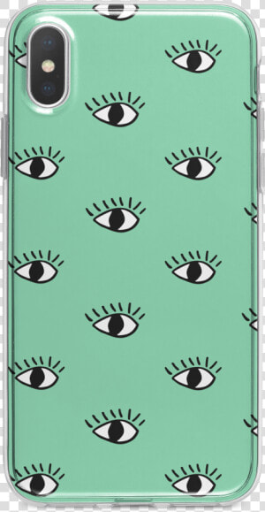 Turquoise Green All Seeing Eye Clear Tpu Case Cover   Iphone  HD Png Download