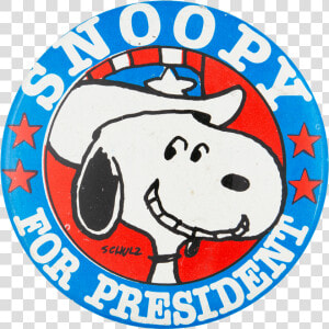 Snoopy For President With Hat Entertainment Button   Snoopy President  HD Png Download