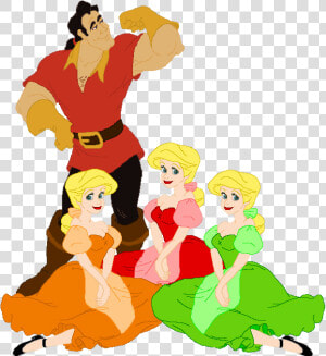 Disney Clipart For Girls   Gaston And Silly Girls  HD Png Download