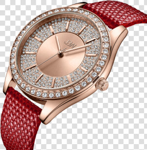 2 Jbw Mondrian J6367 10f Rose Gold Red Leather Diamond   Analog Watch  HD Png Download