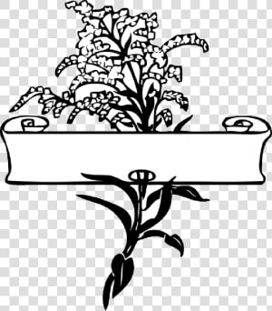 Scroll  Flower  Banner  Sprig  Floral  Decorative   Clipart Black And White Wedding  HD Png Download