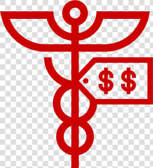 Icon Of Caduceus Symbol And Dollar Sign   Cross  HD Png Download