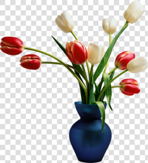 Blue With Tulips Gallery   Flower Vase Png File  Transparent Png