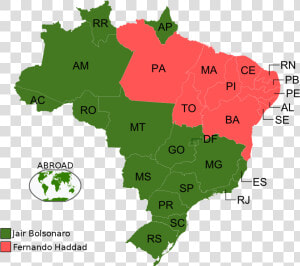 Brazil Election Map 2018  HD Png Download