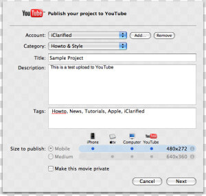 How To Publish An Imovie Project To Youtube   Imovie Export  HD Png Download