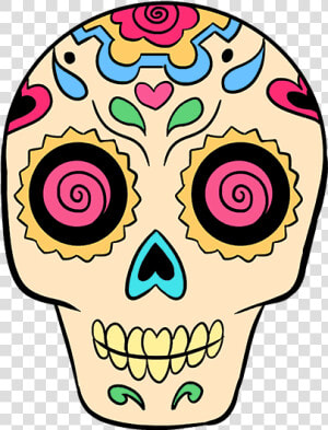 How To Draw A Sugar Skull Step   Dia De Los Muertos Skull Drawing  HD Png Download